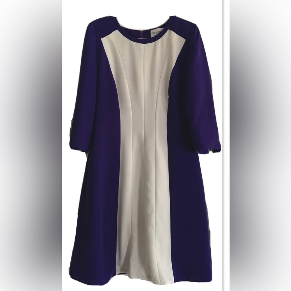 Vtg Lily & Taylor  Deep Purple Dress Size 6 Lined 3/4 Length Sleeves USA…